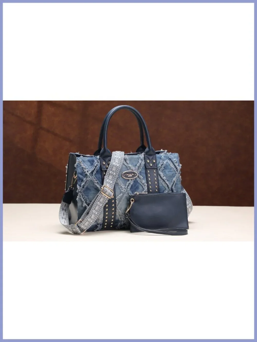 Vegan Leather 3-Piece Satchel Hobo Shoulder Purse Set with Wristlet & Cosmetic